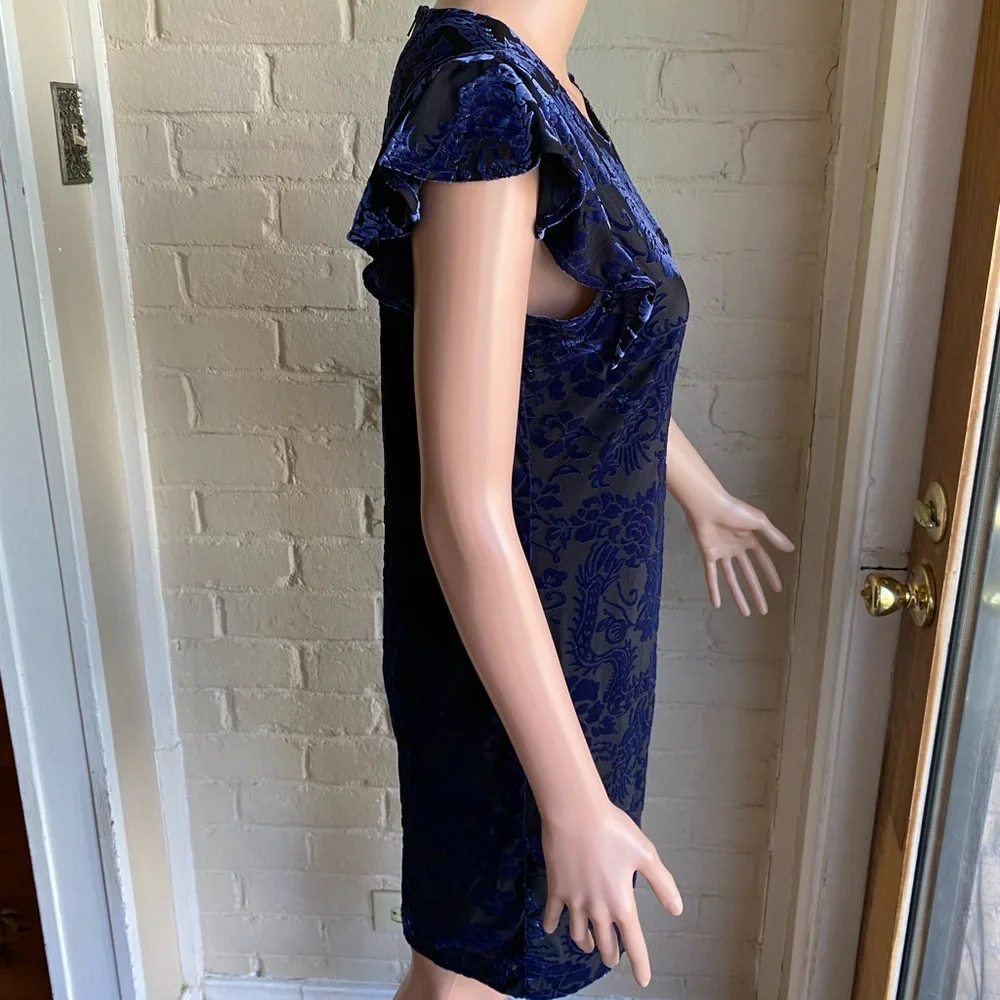 Adrienne Vittadini new w/ tags velvet navy blue & black floral dress size xs